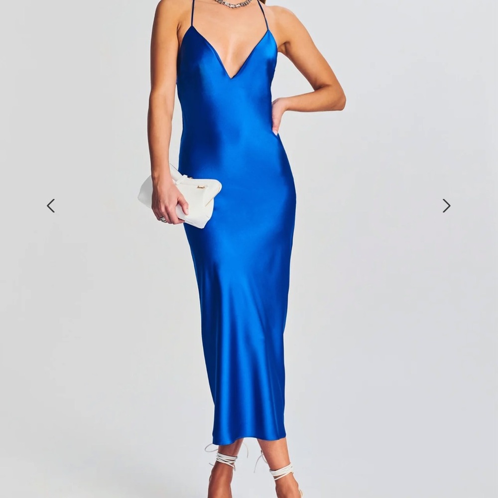 Retrofête Cobalt Blue Slip Midi Dress